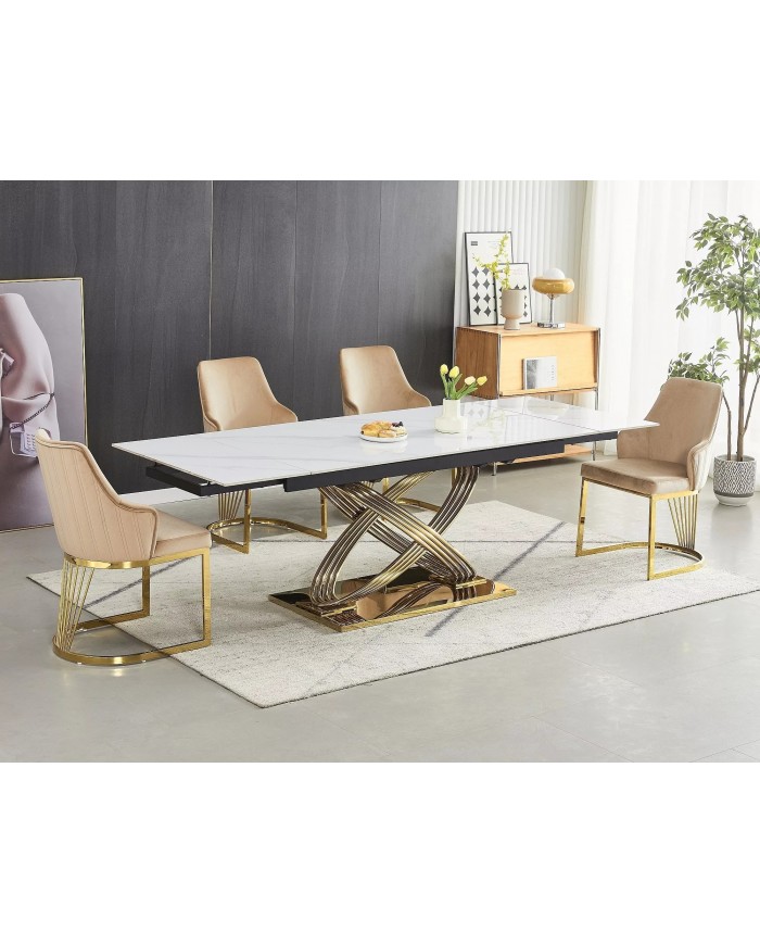 Table contemporaine Plateau céramique avec rallonges HERMÈS II 160 (240) x90 cm