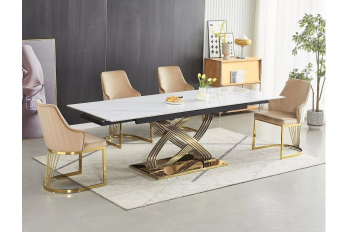 Table contemporaine Plateau céramique avec rallonges HERMÈS II 160 (240) x90 cm