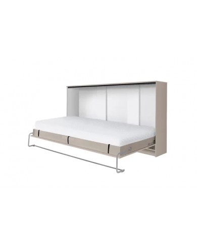 Armoire lit escamotable relevable horizontal 90x200 cm taupe Premium