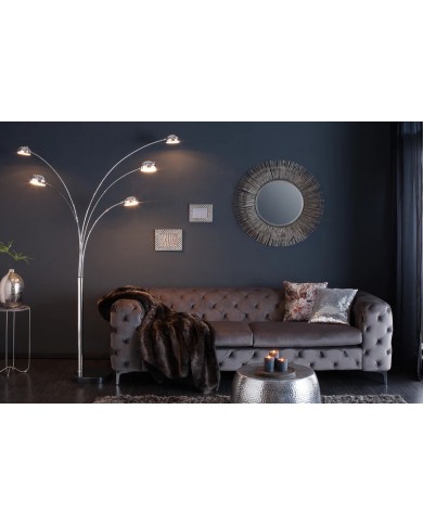 Lampadaire avec 5 bras orientables 205 cm chromé FIVE LIGHTS