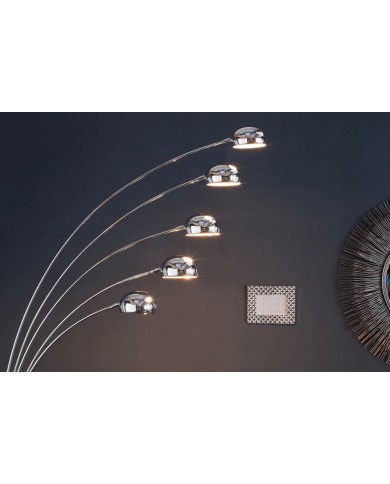 Lampadaire avec 5 bras orientables 205 cm chromé FIVE LIGHTS