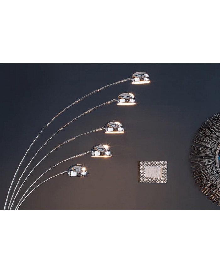Lampadaire avec 5 bras orientables 205 cm chromé FIVE LIGHTS