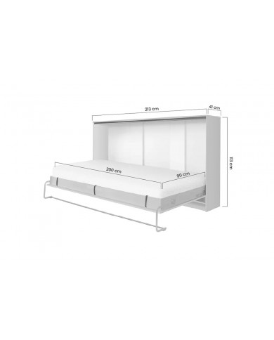 Armoire lit escamotable relevable horizontal 90x200 cm taupe Premium
