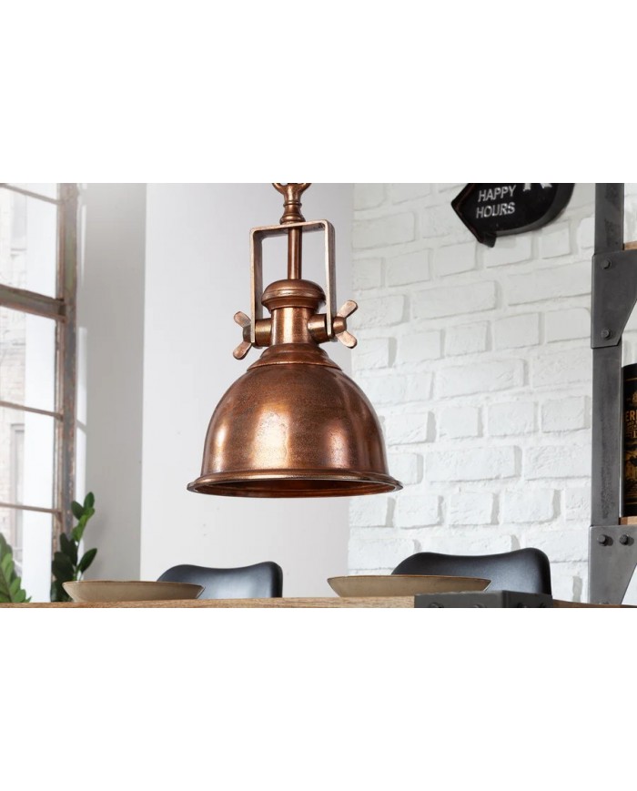 Lampe à suspension INDUSTRIAL en cuivre chiné – L’Élégance de l’Artisanat Industriel