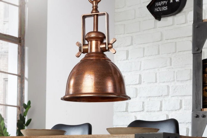 Lampe à suspension INDUSTRIAL en cuivre chiné – L’Élégance de l’Artisanat Industriel