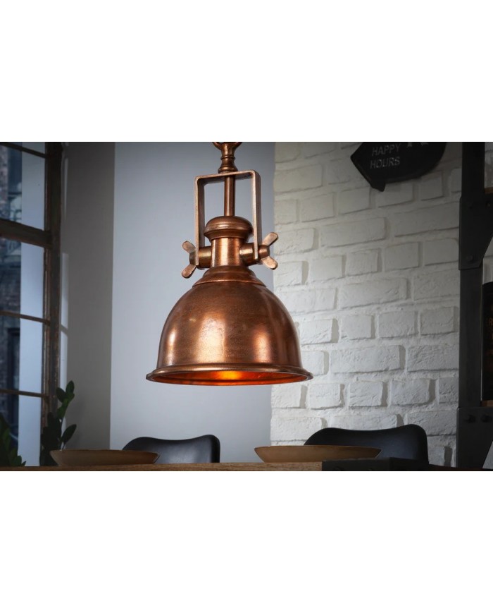 Lampe à suspension INDUSTRIAL en cuivre chiné – L’Élégance de l’Artisanat Industriel