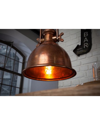 Lampe à suspension INDUSTRIAL en cuivre chiné – L’Élégance de l’Artisanat Industriel