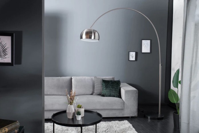 Lampadaire ajustable 170-210 cm chrome satiné avec base en marbre BIG BOW