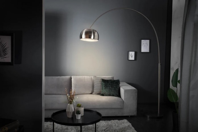 Lampadaire ajustable 170-210 cm chrome satiné avec base en marbre BIG BOW