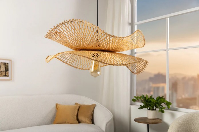 Suspension double ORGANIC LIVING 70cm bambou naturel fait main