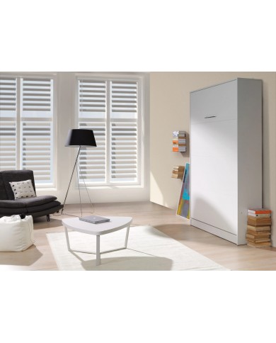 Armoire lit Escamotable relevable vertical 120x200 cm blanc mat Premium