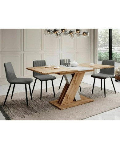 Table extensible chêne wotan et blanc mat 140-180 cm     Exol 100 € remise immédiate