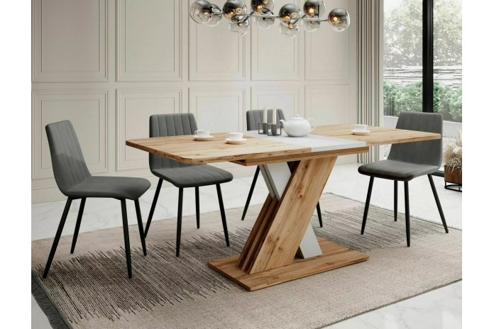 Table extensible chêne wotan et blanc mat 140-180 cm     Exol 100 € remise immédiate
