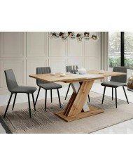 Table extensible chêne wotan et blanc mat 140-180 cm     Exol 100 € remise immédiate
