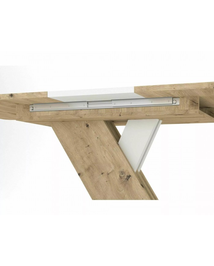 Table extensible chêne wotan et blanc mat 140-180 cm     Exol 100 € remise immédiate
