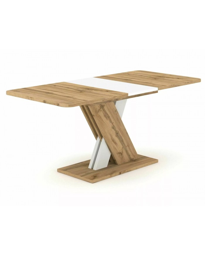 Table extensible chêne wotan et blanc mat 140-180 cm     Exol 100 € remise immédiate