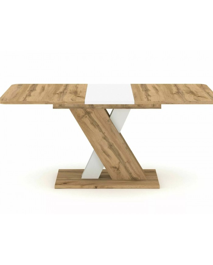 Table extensible chêne wotan et blanc mat 140-180 cm     Exol 100 € remise immédiate