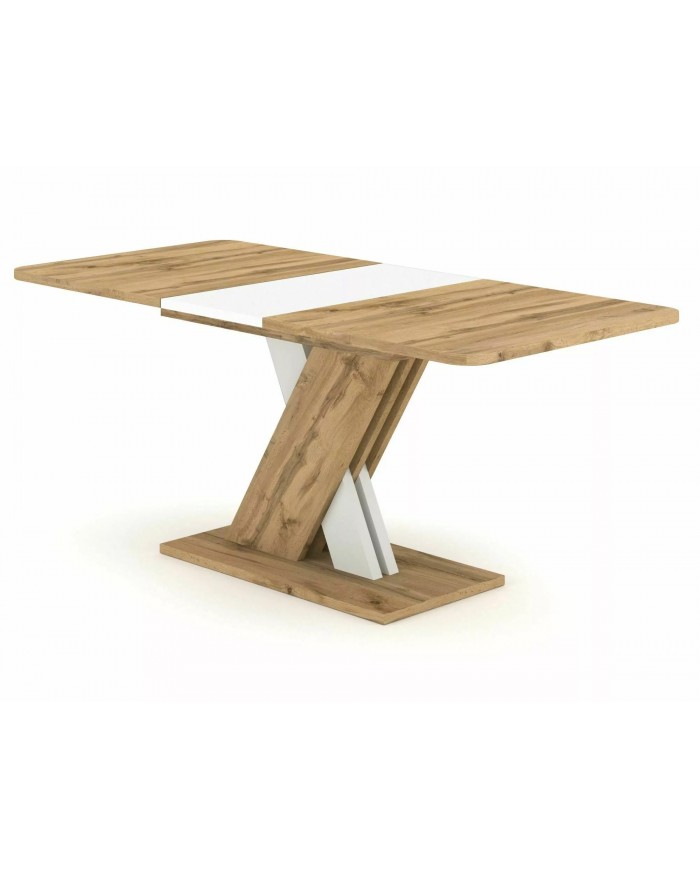 Table extensible chêne wotan et blanc mat 140-180 cm     Exol 100 € remise immédiate