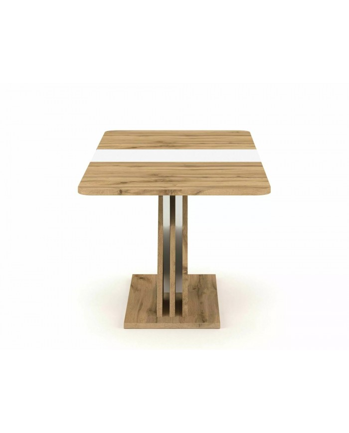 Table extensible chêne wotan et blanc mat 140-180 cm     Exol 100 € remise immédiate