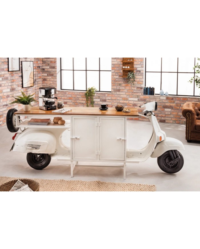 Bar scooter vintage plateau 250 cm manguier massif luxe STRADA 60
