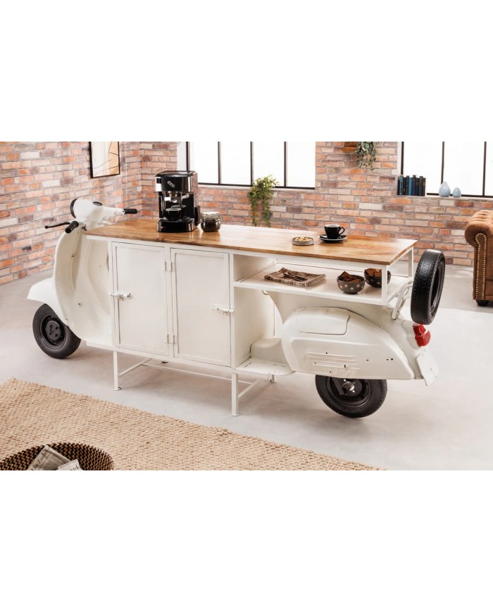 Bar scooter vintage plateau 250 cm manguier massif luxe STRADA 60