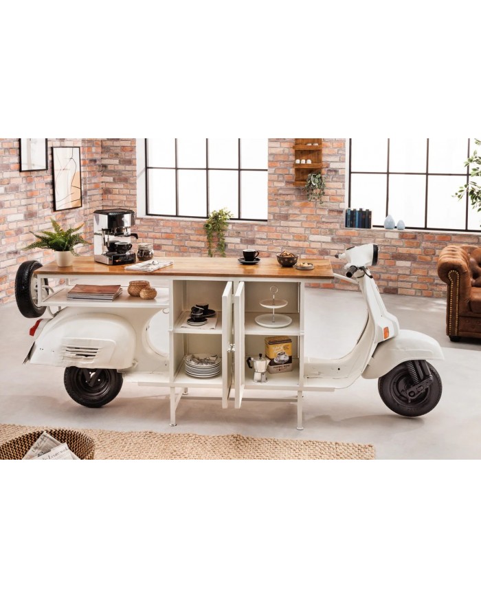 Bar scooter vintage plateau 250 cm manguier massif luxe STRADA 60