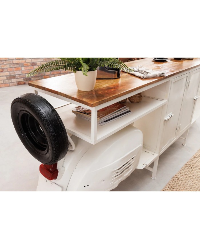 Bar scooter vintage plateau 250 cm manguier massif luxe STRADA 60