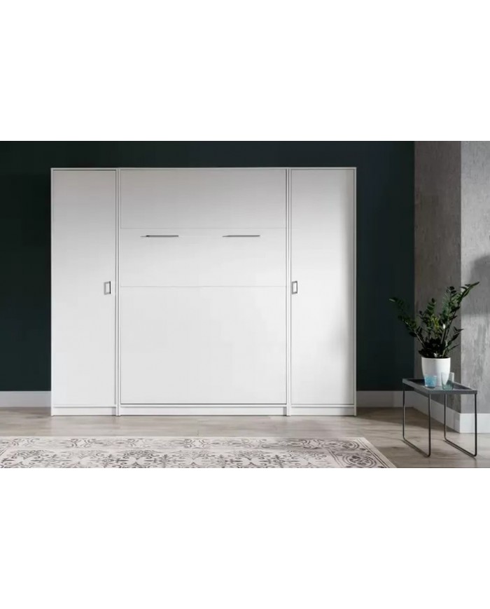 Armoire lit Escamotable relevable vertical 120x200 cm blanc mat Premium