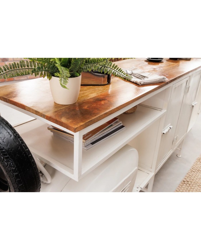 Bar scooter vintage plateau 250 cm manguier massif luxe STRADA 60