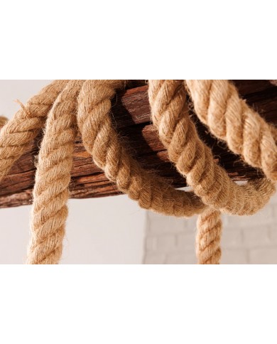 Lampe suspendue en corde et bois d'acacia recyclé naturel 110 cm CORDELIA