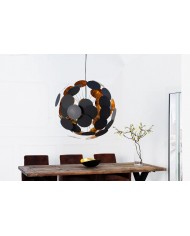 Lampe suspendue pétales métal noir or design 70cm INFINITY