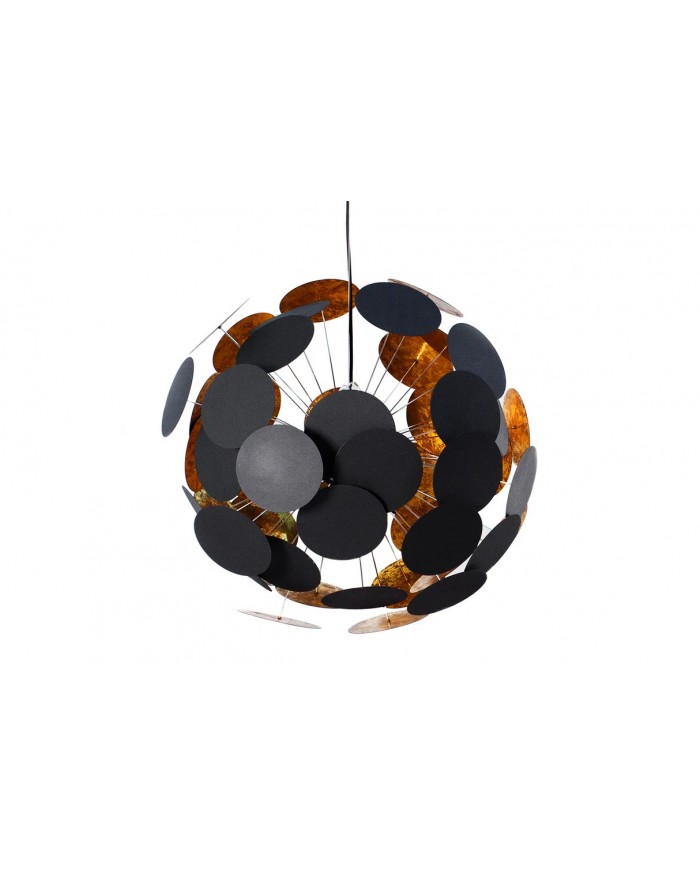 Lampe suspendue pétales métal noir or design 70cm INFINITY