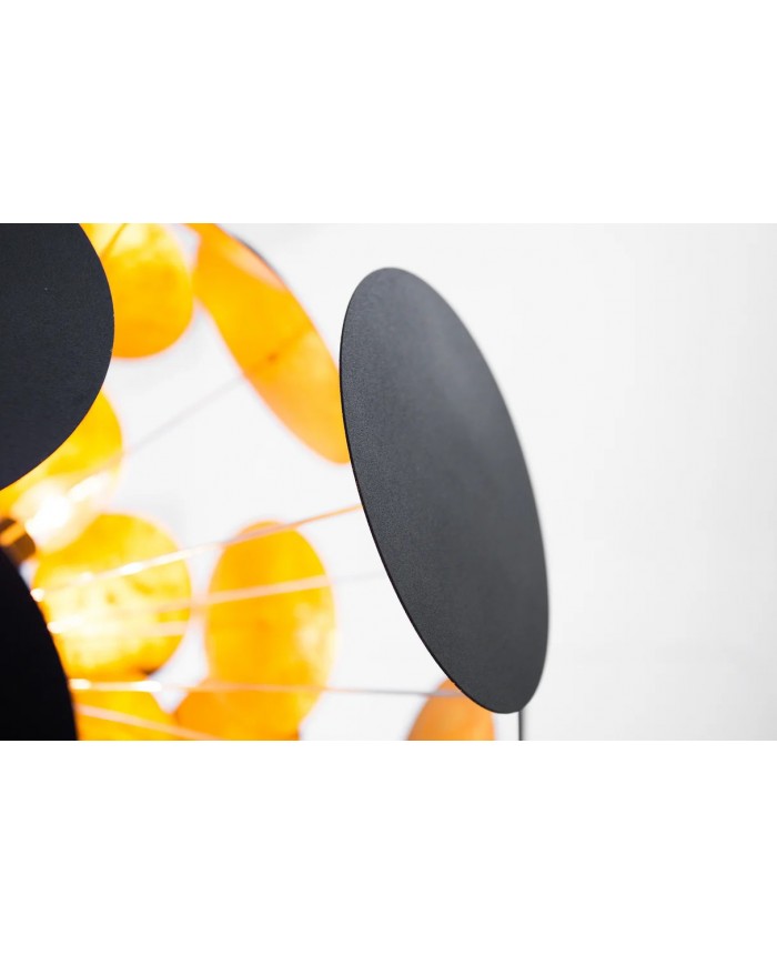 Lampe suspendue pétales métal noir or design 70cm INFINITY
