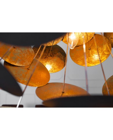 Lampe suspendue pétales métal noir or design 70cm INFINITY