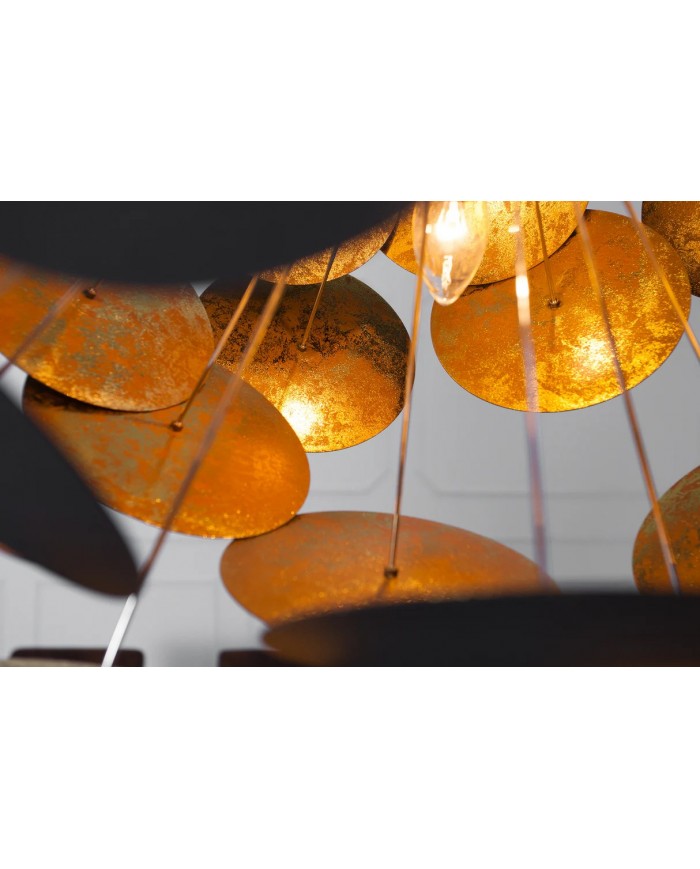 Lampe suspendue pétales métal noir or design 70cm INFINITY