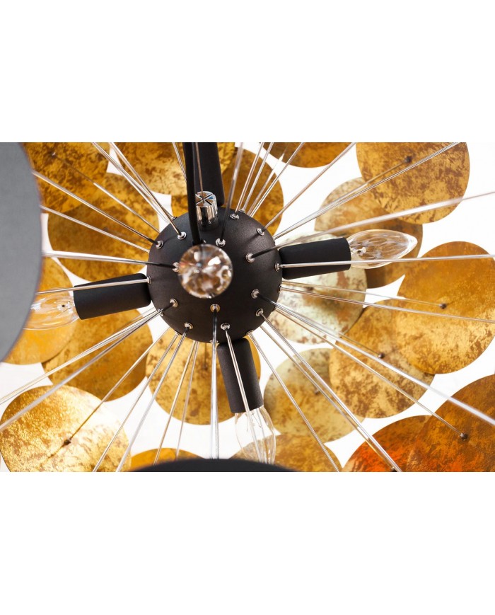 Lampe suspendue pétales métal noir or design 70cm INFINITY