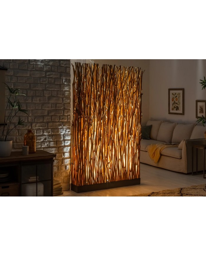 Lampadaire avec éclairage LEDs bois de longane naturel 180 cm WOODSCAPE