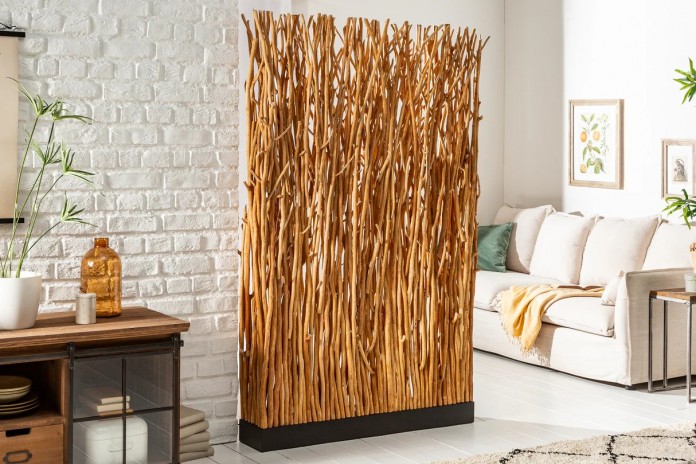Lampadaire avec éclairage LEDs bois de longane naturel 180 cm WOODSCAPE