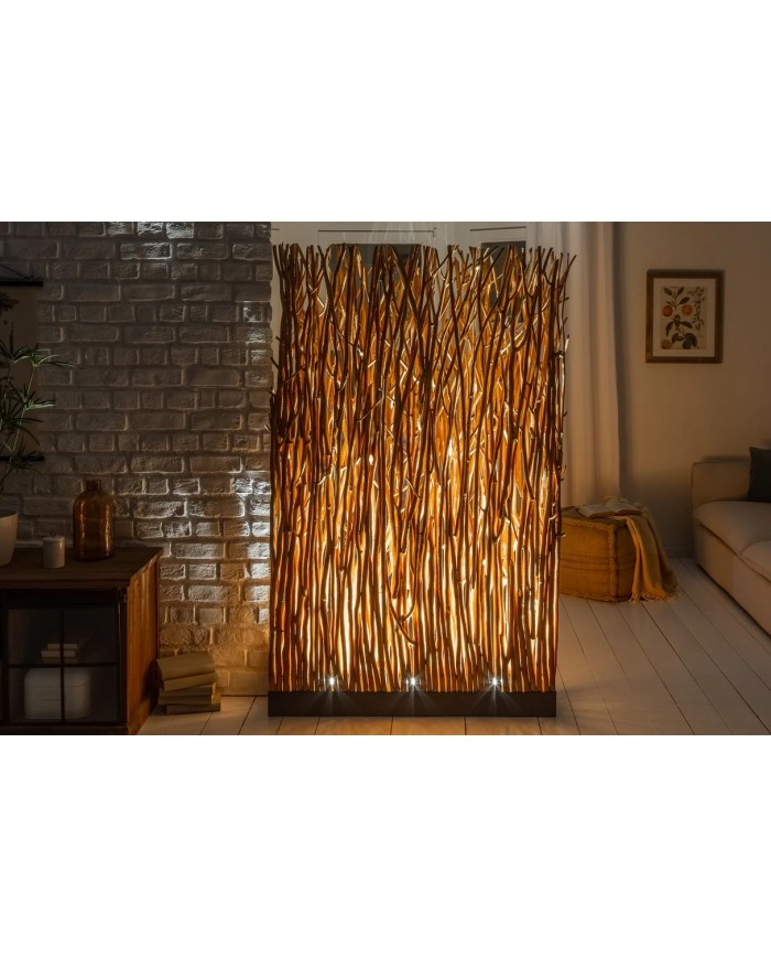 Lampadaire avec éclairage LEDs bois de longane naturel 180 cm WOODSCAPE