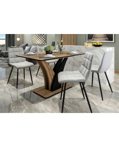 Table extensible Chêne Artisan/noir VANTO : REMISE 100.00€ PROMO IMMEDIATE .