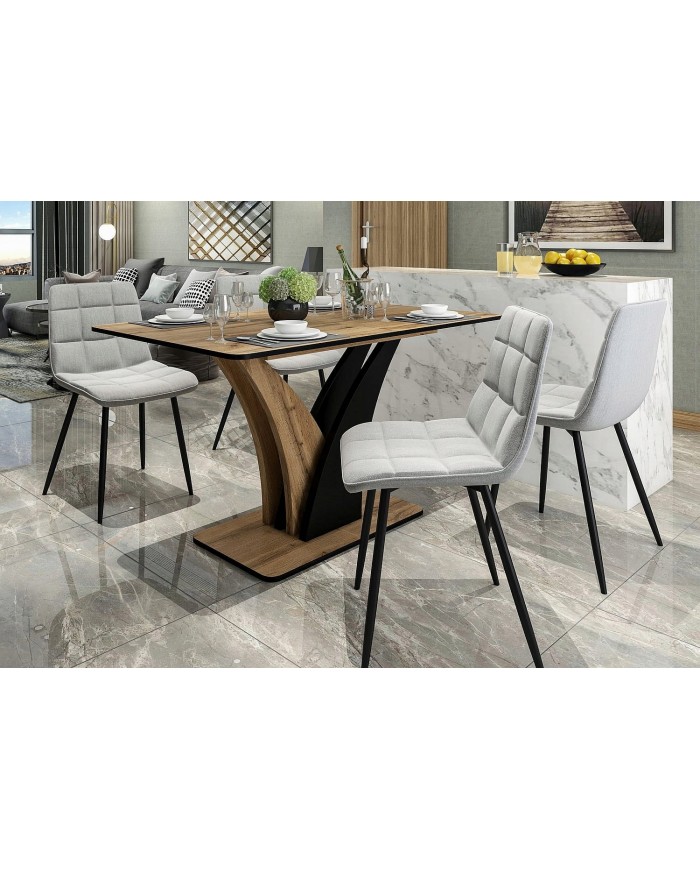 Table extensible Chêne Artisan/noir VANTO : REMISE 100.00€ PROMO IMMEDIATE .
