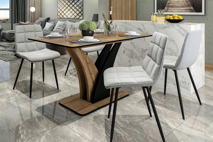 Table extensible Chêne Artisan/noir VANTO : REMISE 100.00€ PROMO IMMEDIATE .