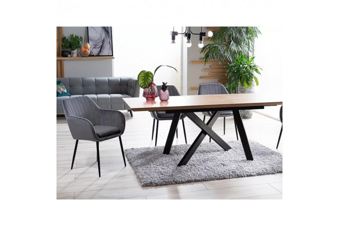 Table Extensible  Design Chêne/Noir CAPITOL : jusque 10 convives