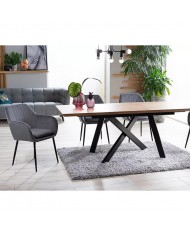 Table Extensible  Design Chêne/Noir CAPITOL : jusque 10 convives