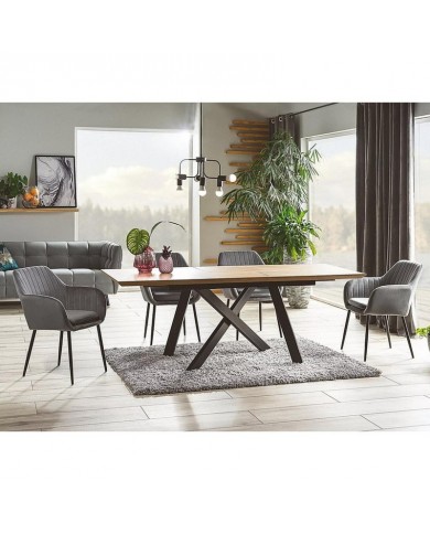 Table Extensible  Design Chêne/Noir CAPITOL : jusque 10 convives