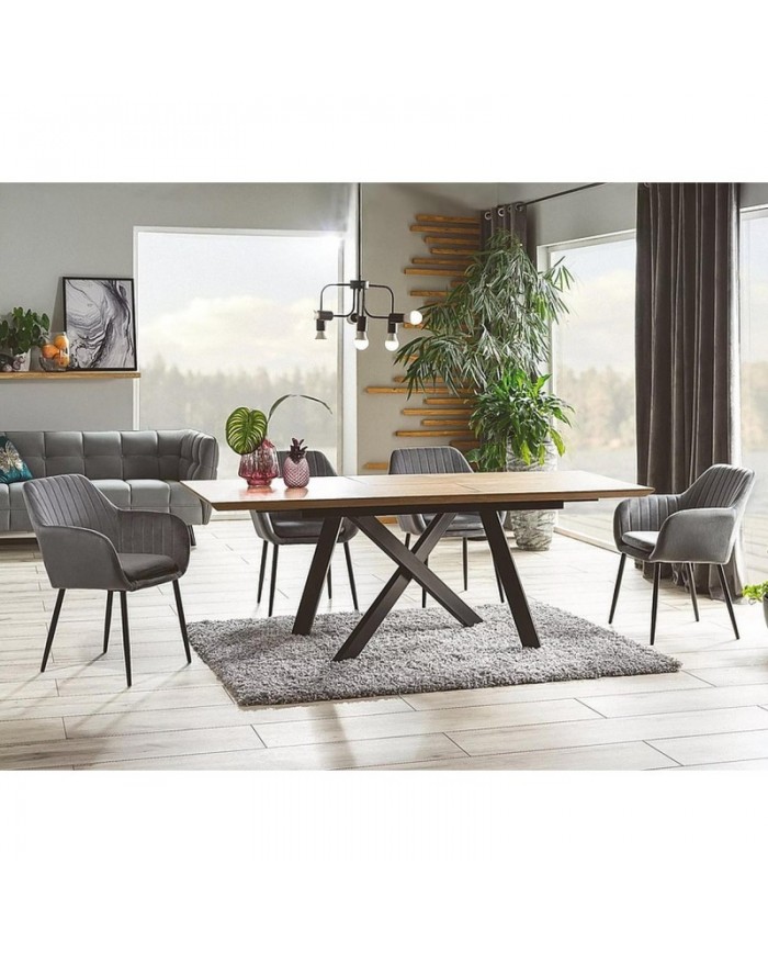 Table Extensible  Design Chêne/Noir CAPITOL : jusque 10 convives