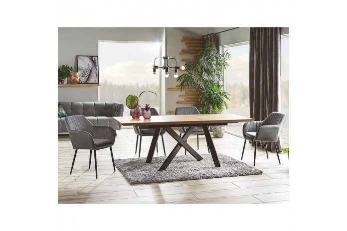 Table Extensible  Design Chêne/Noir CAPITOL : jusque 10 convives