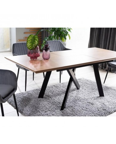 Table Extensible  Design Chêne/Noir CAPITOL : jusque 10 convives