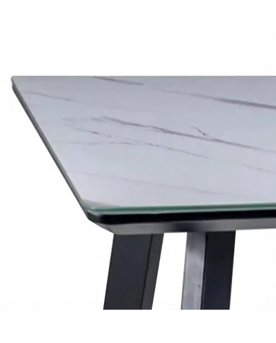 Table extensible  Effet marbre blanc 120 x 80 SAMUEL : Remise 100.00€ Immédiate