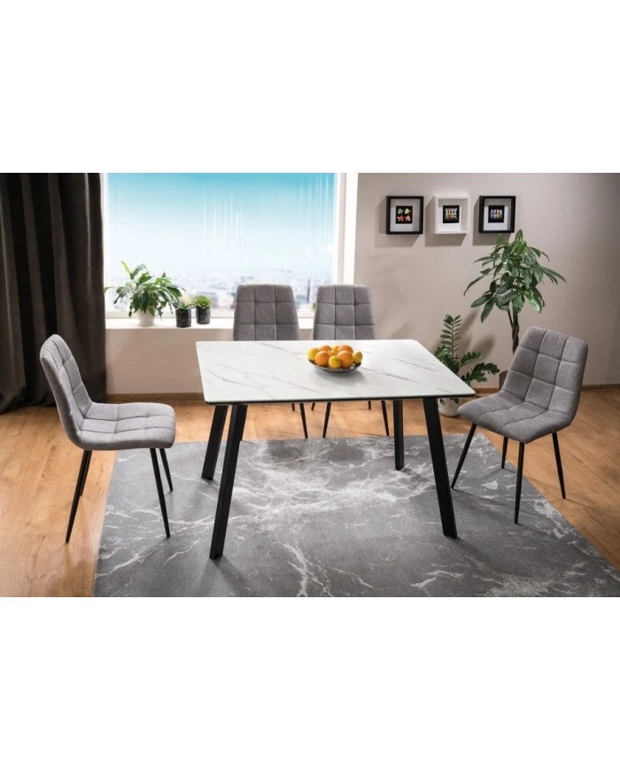 Table extensible  Effet marbre blanc 120 x 80 SAMUEL : Remise 100.00€ Immédiate